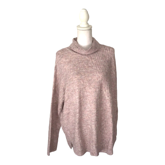 Como Vintage Women’s XL Pink Ribbed Knit Mock Neck Stretch Sweater NWT - Picture 1 of 14